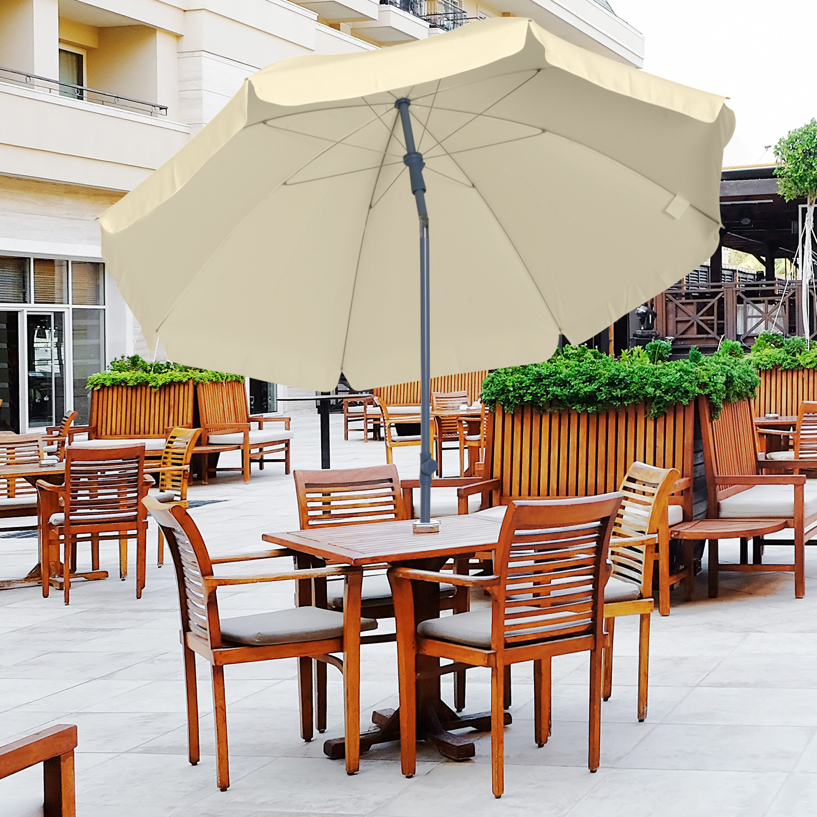 Outsunny 2.2M Outdoor Beach Umbrella Garden Parasol Sun Shade Top Tilt